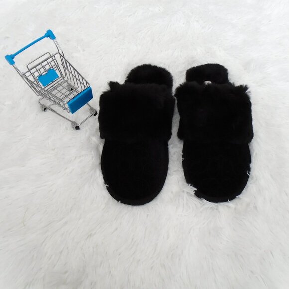 Coach Zuri Womens Black Slippers 7B Faux Fur - Picture 1 of 12